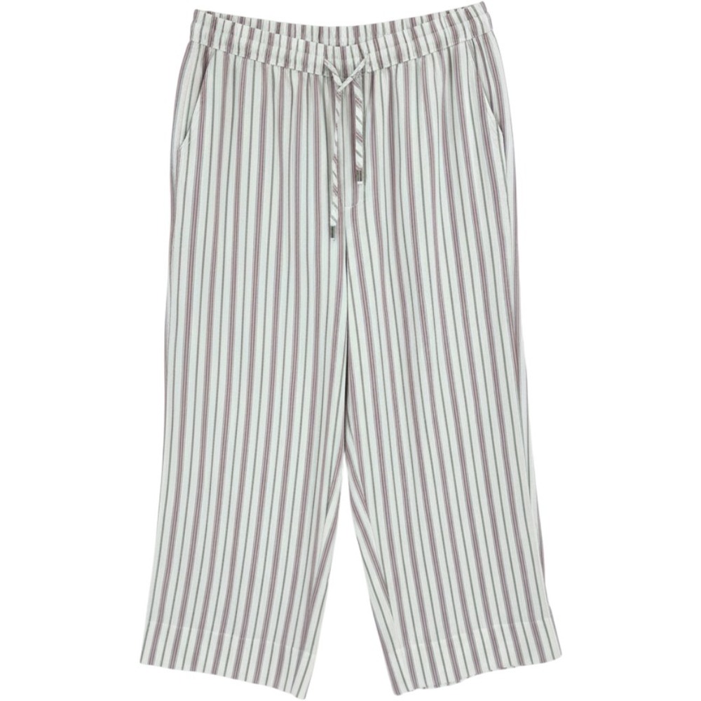 Anthropologie‎ Striped Wide Leg Pants White Multi XL Coastal Beachy Cotton